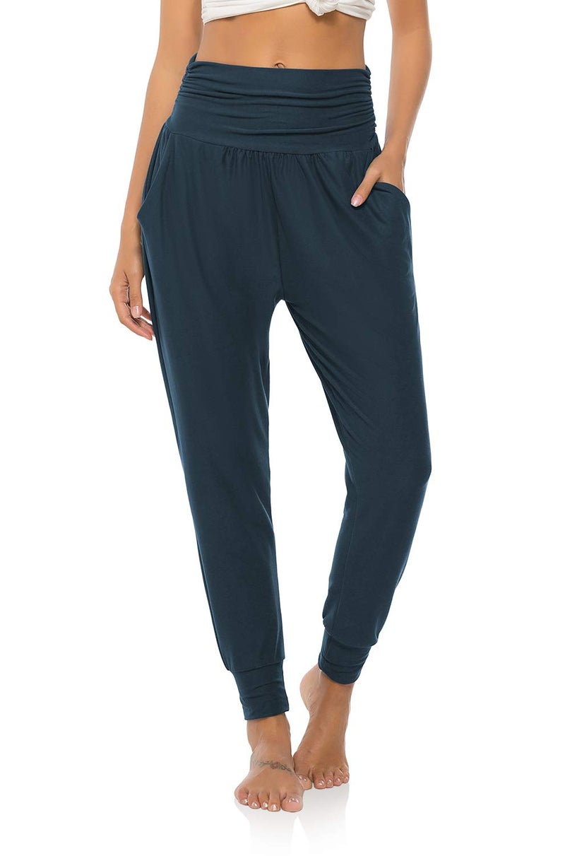 DIBAOLONG Womens Yoga Sweatpants Loose Workout Joggers Pants Comfy Lounge Pants with Pockets Navy S - Image 2